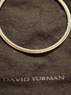 David Yurman Two-Tone Sterling Silver Cable And 18k Gold Hammered Bracelet